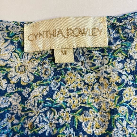 Cynthia Rowley Ruffle Hem Blue Floral Tank Top Size Medium - Picture 8 of 10